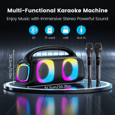JYX D19 Bluetooth Speaker, 60W , RGB, 2 Wireless Microphone