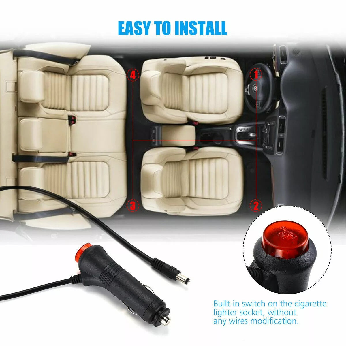 LED, RGB Interior Atmosphere Strip Light, USB Wireless Remote, Music Control