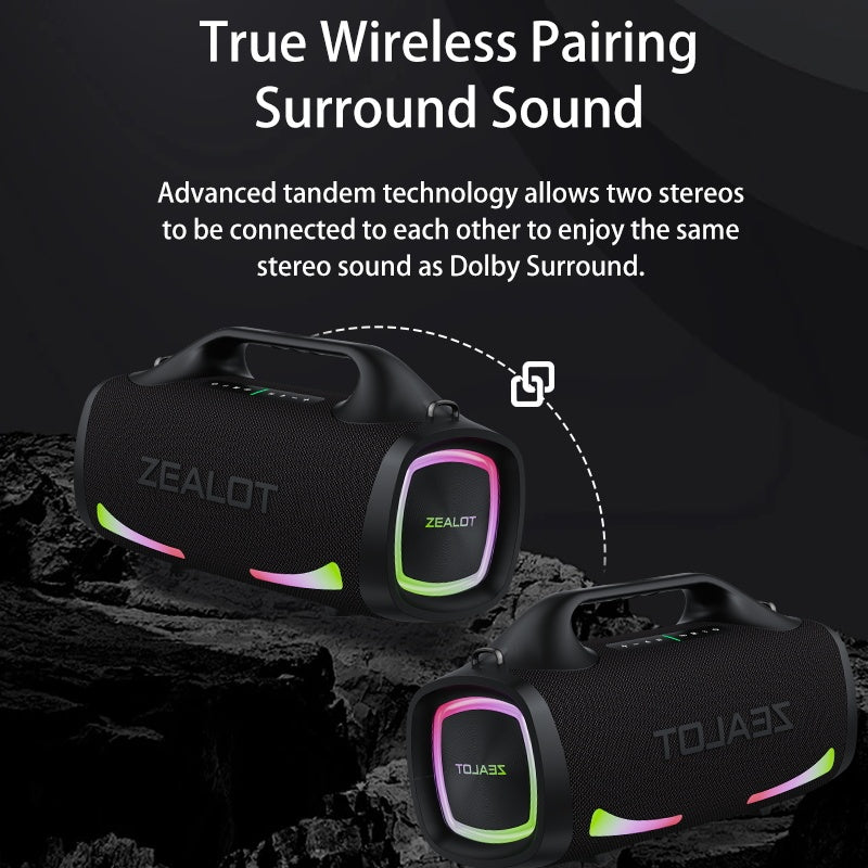 100W Wireless Speaker-24000mAh Battery, IPX5 Waterproof, Loud Stereo Sound, Strong Bass, Family, Car, Outdoor, Camping, Party