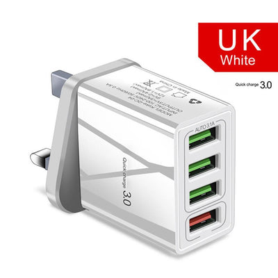 Illuminated 4USB Mobile Phone Charger, 3A Charging Head