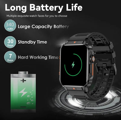 L81 Outdoor Sports Square Smartwatch, Big Battery, Fitness Tracker, Waterproof, IOS/Android