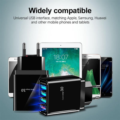 Illuminated 4USB Mobile Phone Charger, 3A Charging Head