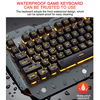 RGB Ergonomic Wired Gaming Keyboard, Phone Holder, Pen Holder