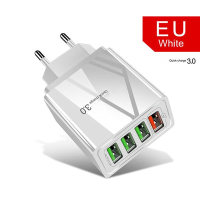 Illuminated 4USB Mobile Phone Charger, 3A Charging Head