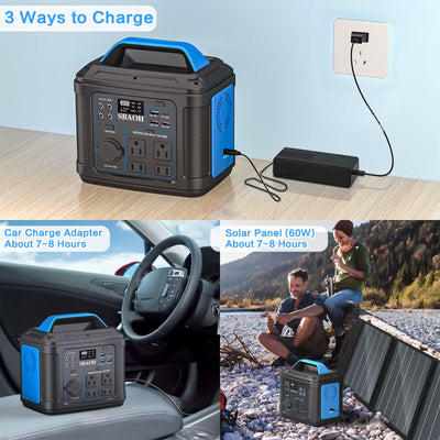 300W Portable Power Station, 296Wh, 80000Mah Backup Lithium Battery, Solar Generator, Home/Outdoor Emergency