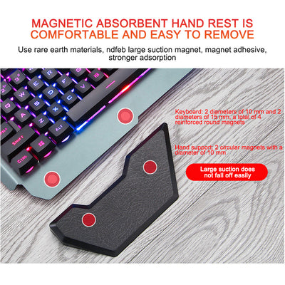 RGB Ergonomic Wired Gaming Keyboard, Phone Holder, Pen Holder