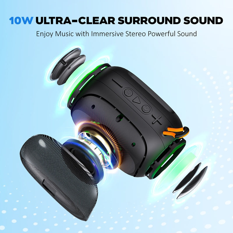 JYX L5 Portable Speaker, IPX7 Waterproof, Bluetooth, LED Lights, 8H Playtime