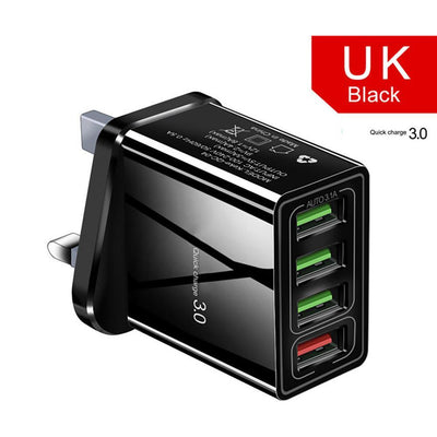 Illuminated 4USB Mobile Phone Charger, 3A Charging Head