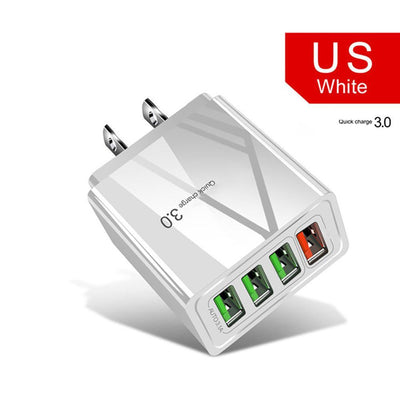 Illuminated 4USB Mobile Phone Charger, 3A Charging Head