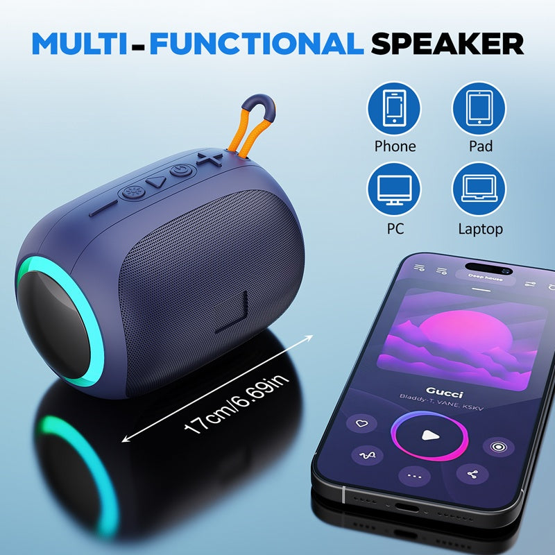 JYX L5 Portable Speaker, IPX7 Waterproof, Bluetooth, LED Lights, 8H Playtime