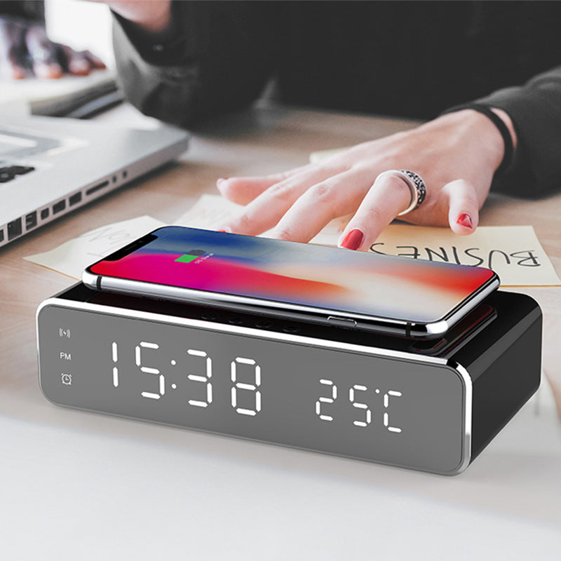 LED Alarm Clock, Wireless Charger, Desktop, Thermometer