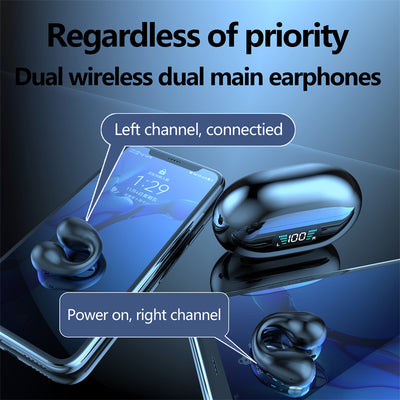 Bone Conduction Headphones, TWS Earbuds, Ear Clip, Bluetooth, 5.3, Touch, Wireless Earphone In-Ear Bass HIFI Sports Headset