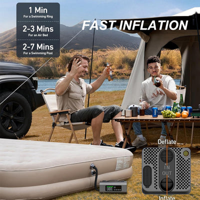 Jump Starter With Air Compressor And Air Pump, 2500A Battery, 150PSI Tire Inflator, Up To 7.5L Gas, 5.0L Diesel Engine, 2 LED Screen For Car Tires, Air Mattress, Inflatables