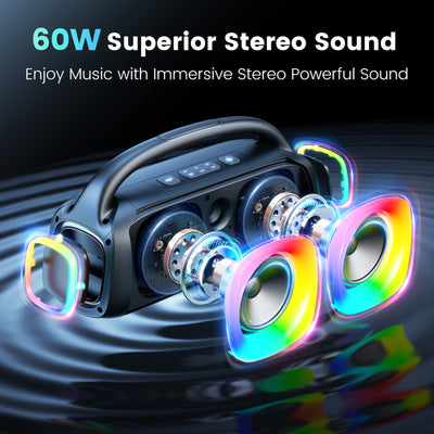 JYX D19 Bluetooth Speaker, 60W , RGB, 2 Wireless Microphone
