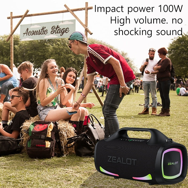 100W Wireless Speaker-24000mAh Battery, IPX5 Waterproof, Loud Stereo Sound, Strong Bass, Family, Car, Outdoor, Camping, Party