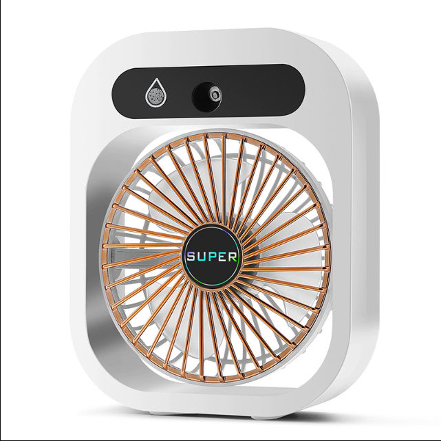 Air Conditioning Desk Fan, Misting, Air Cooling, USB Rechargeable, Humidifier, 3 Wind Speeds