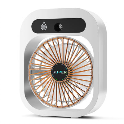 Air Conditioning Desk Fan, Misting, Air Cooling, USB Rechargeable, Humidifier, 3 Wind Speeds