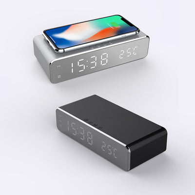 LED Alarm Clock, Wireless Charger, Desktop, Thermometer