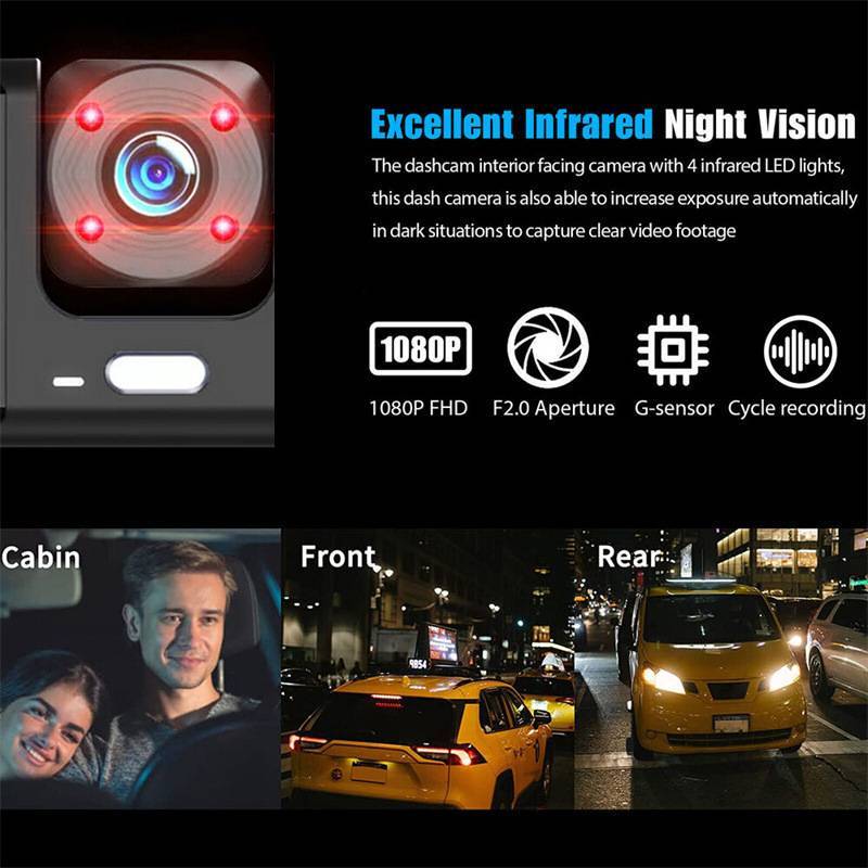 Dash Cam, FHD 1080P, Front/Rear, Dual Lens, G-Sensor