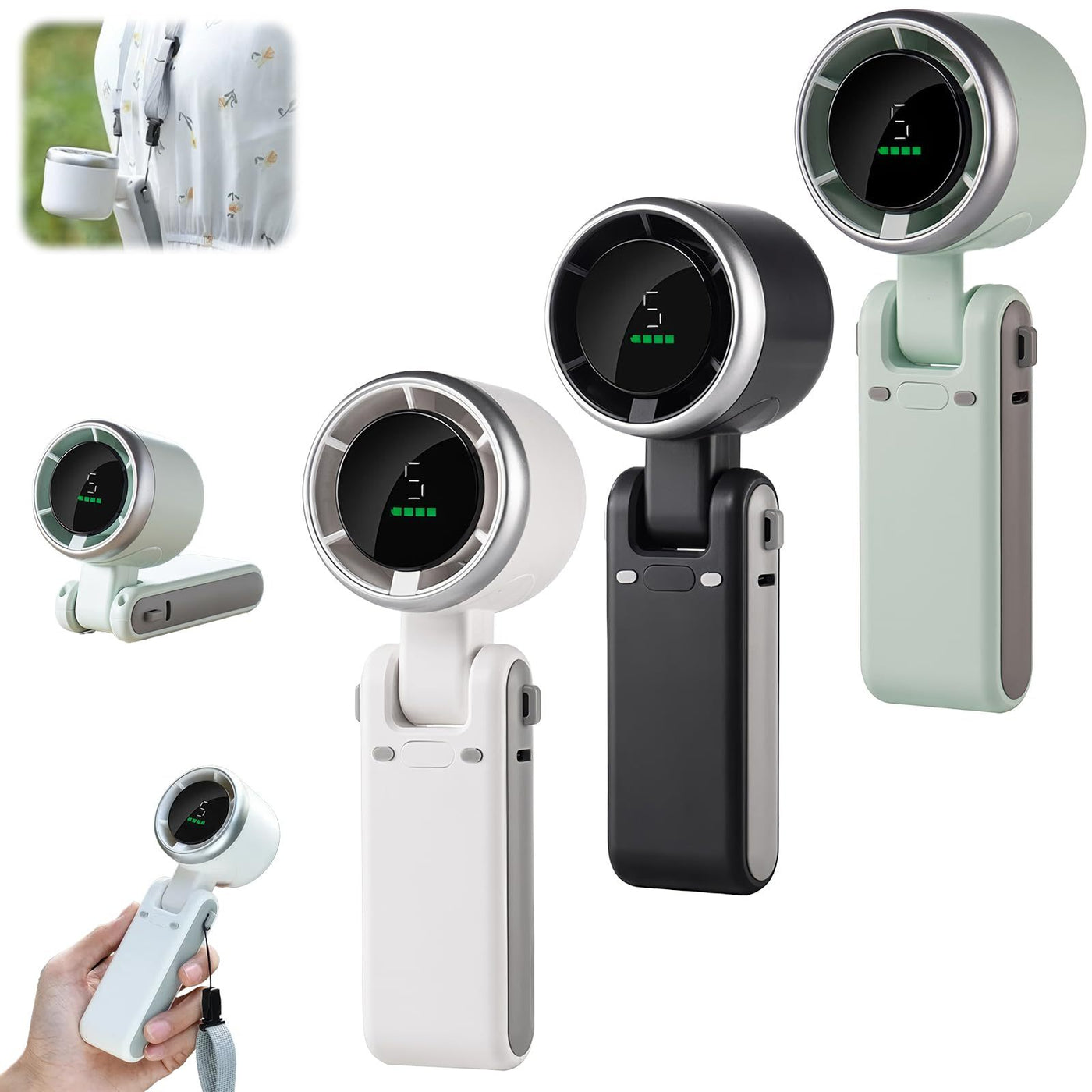 Outdoor 180 Degree Folding Desktop Mini Fan, Hand-held, High-speed Powerful Turbo Fan, Neck Hanging