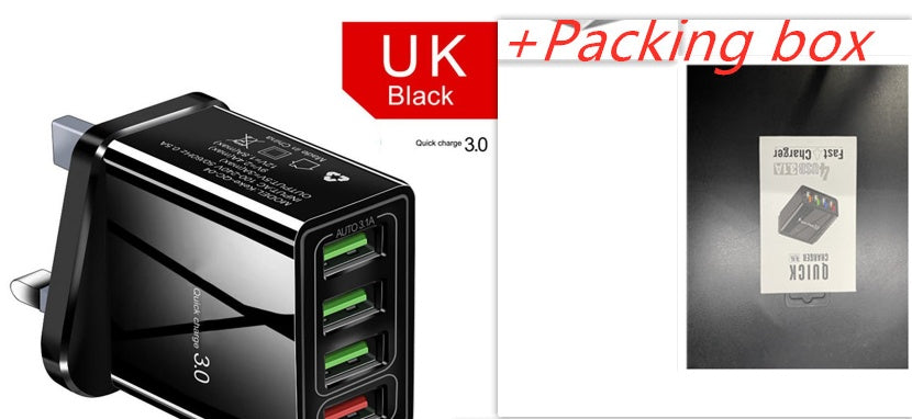Illuminated 4USB Mobile Phone Charger, 3A Charging Head