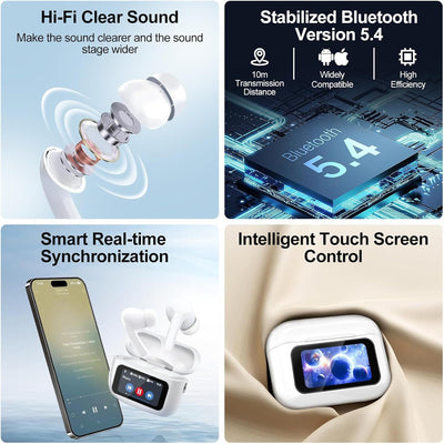 Wireless Earbuds, 5.4 Bluetooth, Touch Screen, ANC ENC Noise Cancelling, Microphone,  Android/IOS