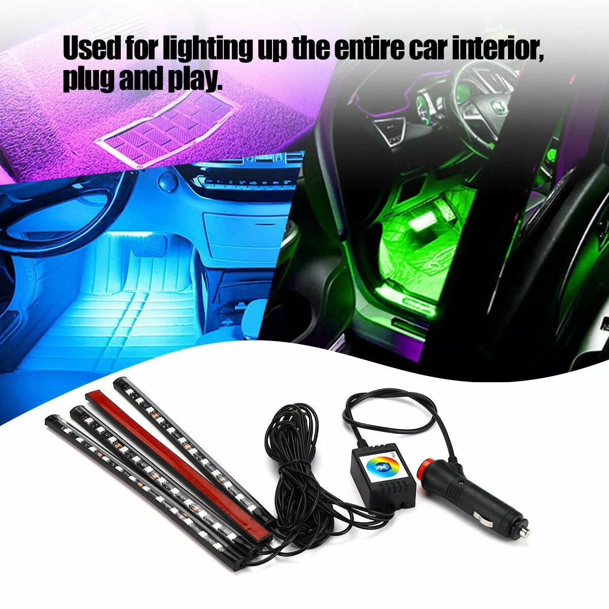 LED, RGB Interior Atmosphere Strip Light, USB Wireless Remote, Music Control
