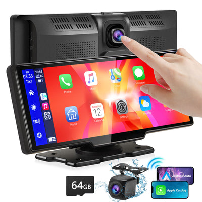 Portable, Wireless, Apple Car play, 2.5K Camera, 1080P Back Cam, 9.3inches, Android Auto Car Play, Bluetooth, GPS Navigation, Touch Screen, FM Radio System