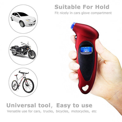 Digital Tire Pressure Gauge, LCD, Tyre Air Monitoring Meter, 150PSI, High Precision Handheld Tester Tool