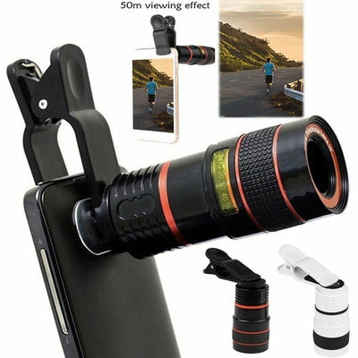 HD 8X Clip On Optical Zoom Telescope Camera Lens, Universal Mobile Cell Phone
