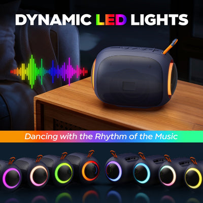 JYX L5 Portable Speaker, IPX7 Waterproof, Bluetooth, LED Lights, 8H Playtime