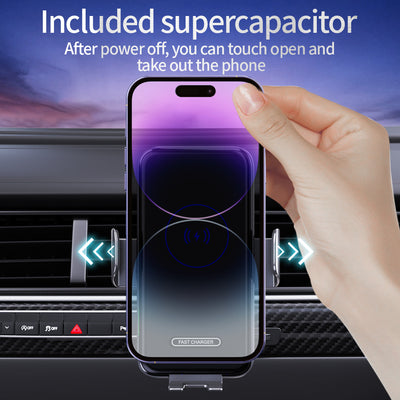 Wireless Car Charger, 15W Fast Charging, Phone Holder