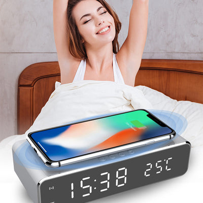 LED Alarm Clock, Wireless Charger, Desktop, Thermometer