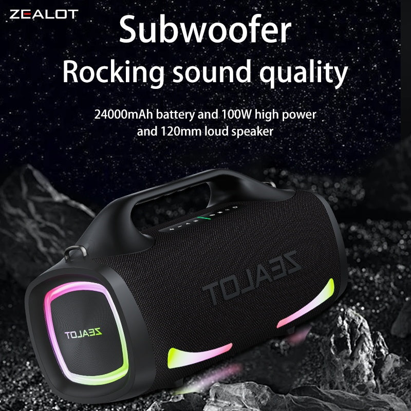 100W Wireless Speaker-24000mAh Battery, IPX5 Waterproof, Loud Stereo Sound, Strong Bass, Family, Car, Outdoor, Camping, Party