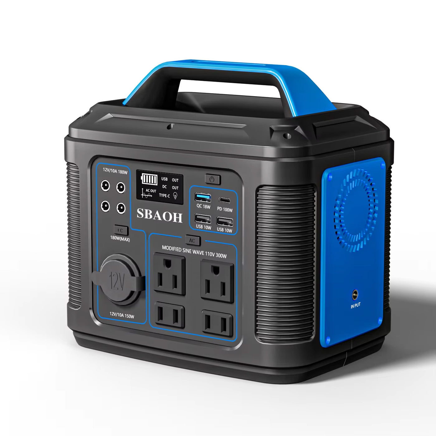 300W Portable Power Station, 296Wh, 80000Mah Backup Lithium Battery, Solar Generator, Home/Outdoor Emergency